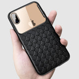 Woven leather + Clear Glass Iphone Case