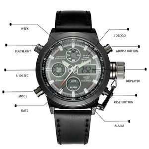 AMST LEATHER WATCH BLACK